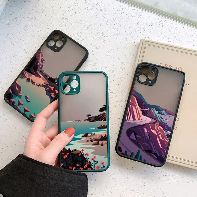Coque de téléphone paysage peint pour iPhone, protection de l'appareil photo, coque de document Candy, 15, 12, 11, 13, 14 Pro Max, X, Xs MAX, Poly 6s, 7, 8 Plus, SE2