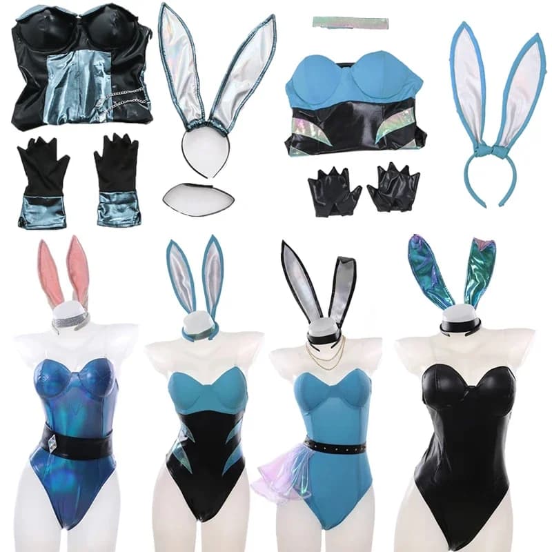 KDA Ahri Evelynn Seraphine Akali Kaisa Cosplay robe Costume lapin fille Sexy filles robe combinaisons fête Halloween Costumes