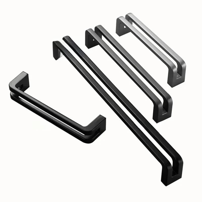 Poignée de meuble en alliage de Zinc, disponible en noir et en gris nickel, idéale pour placard de cuisine, garde-robe moderne, meuble carré