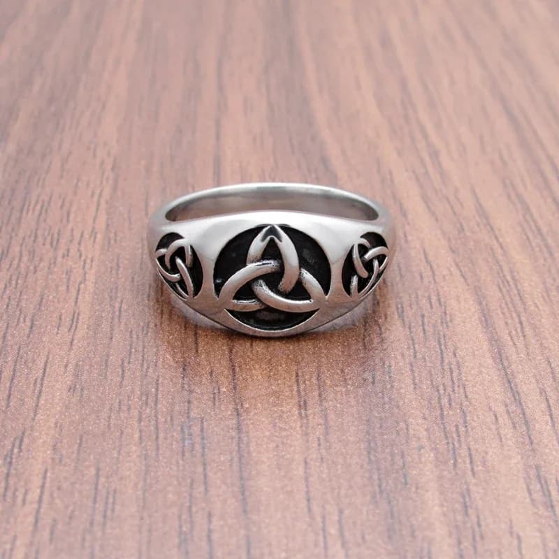Bagues Vintage en acier inoxydable pour hommes, symbole Triquetra celtique, nœud trinité, amulette, motard nordique, bijoux cadeaux
