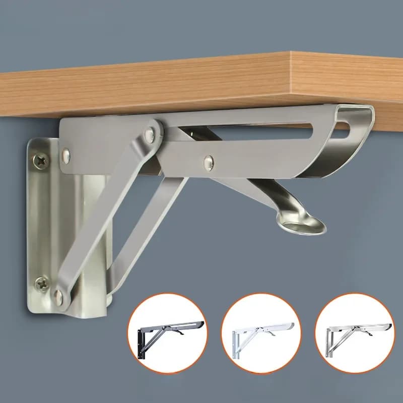 NAIERDI 2 pièces 8-20 pouces support d'angle pliant en acier inoxydable blanc noir fer Triangle support de montage mural pour étagère banc Table