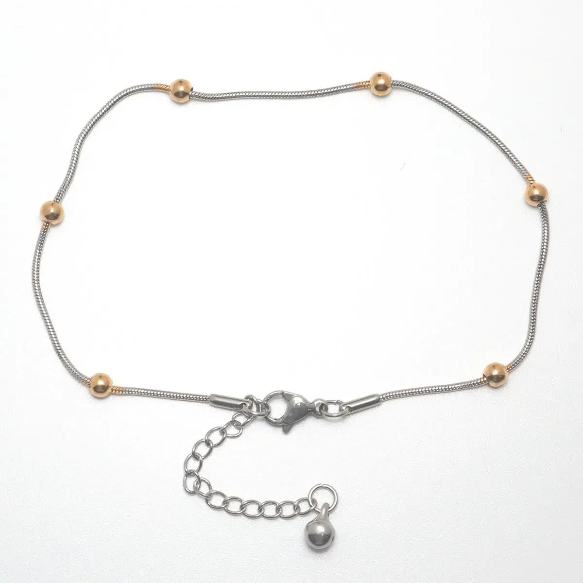 304 En acier inoxydable Bracelet De Cheville En Argent Couleur Or Couleur Ronde Perles Bracelet De Cheville À Breloques Bracelet Pour Femmes Nu-pieds Montrent Bijoux, 1 pièce