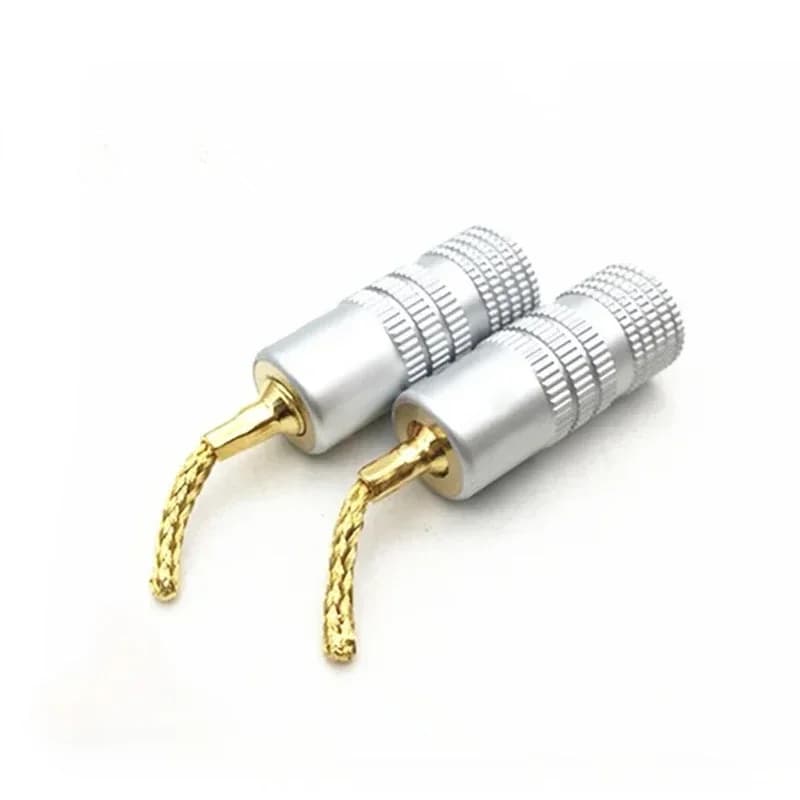 Fil de cuivre plaqué or de 2MM, fiche banane sans soudure, fil de haut-parleur, bornes de connecteur de fil tressé, 4 pièces/lot