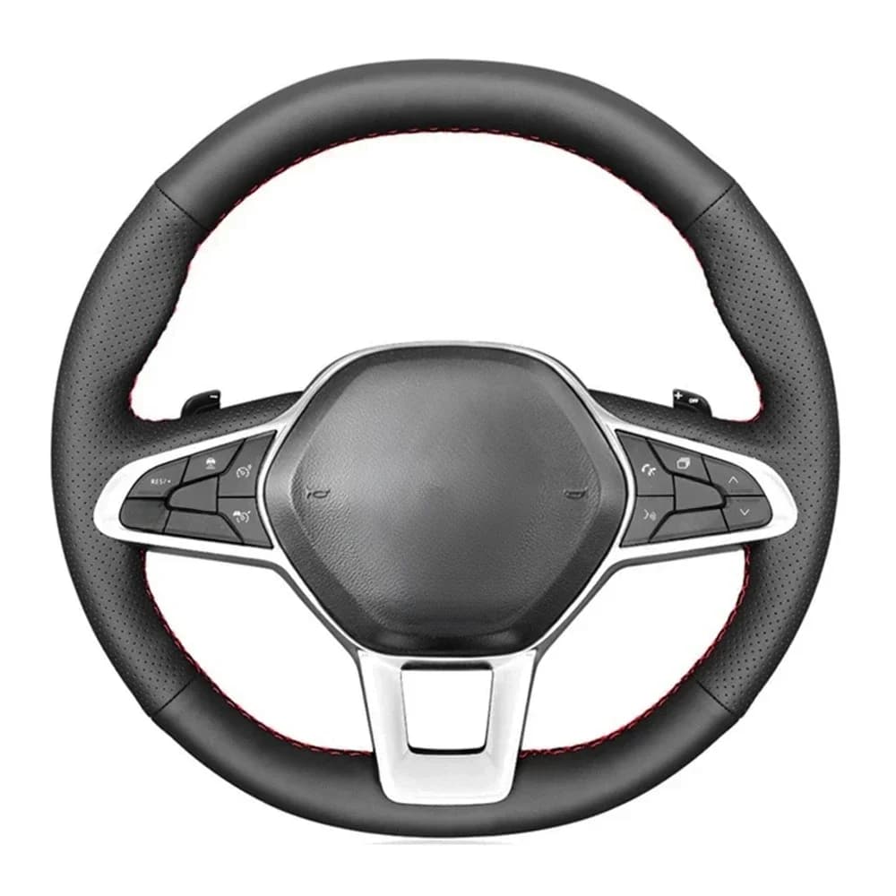 Housse de volant de voiture en cuir artificiel noir antidérapant, pour Renault Clio 5 (V) 2019-2020 Zoe 2019-2020 Captur 2019-2020