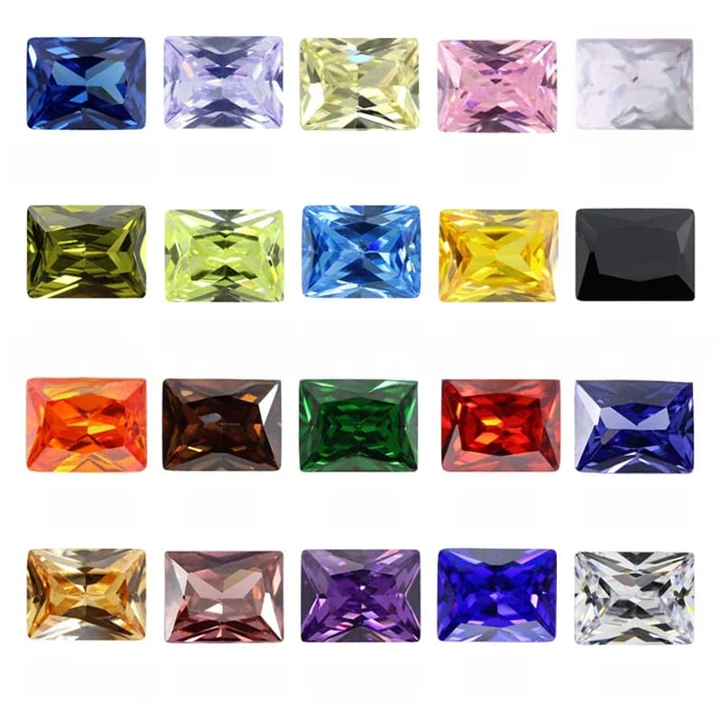 Pierre de zircone cubique multicolore 5A, noir et bleu, forme rectangulaire, perles de pierres précieuses synthétiques CZ amples pour bijoux 3x5 ~ 10x14mm