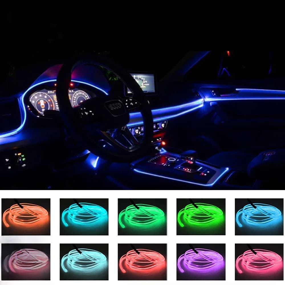 Accessoires de décoration pour voiture bande lumineuse LED, néon, câble USB, barre d'ambiance intérieure, 5/12V, universel