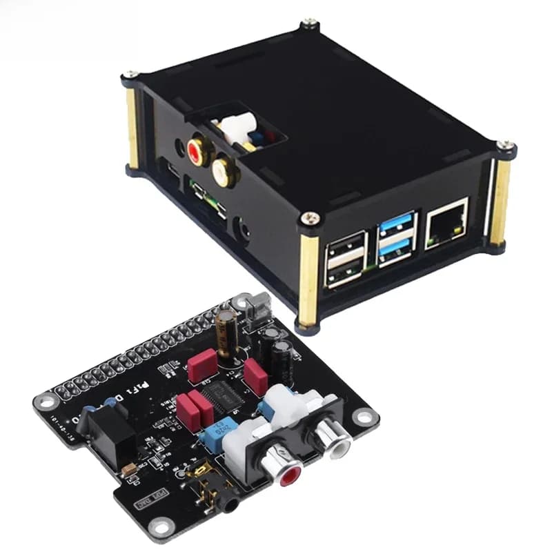 Raspberry Pi 4B carte d'extension I2S HIFI DAC carte son numérique boîte de diffusion numérique plateau tournant de musique avec coque en acrylique