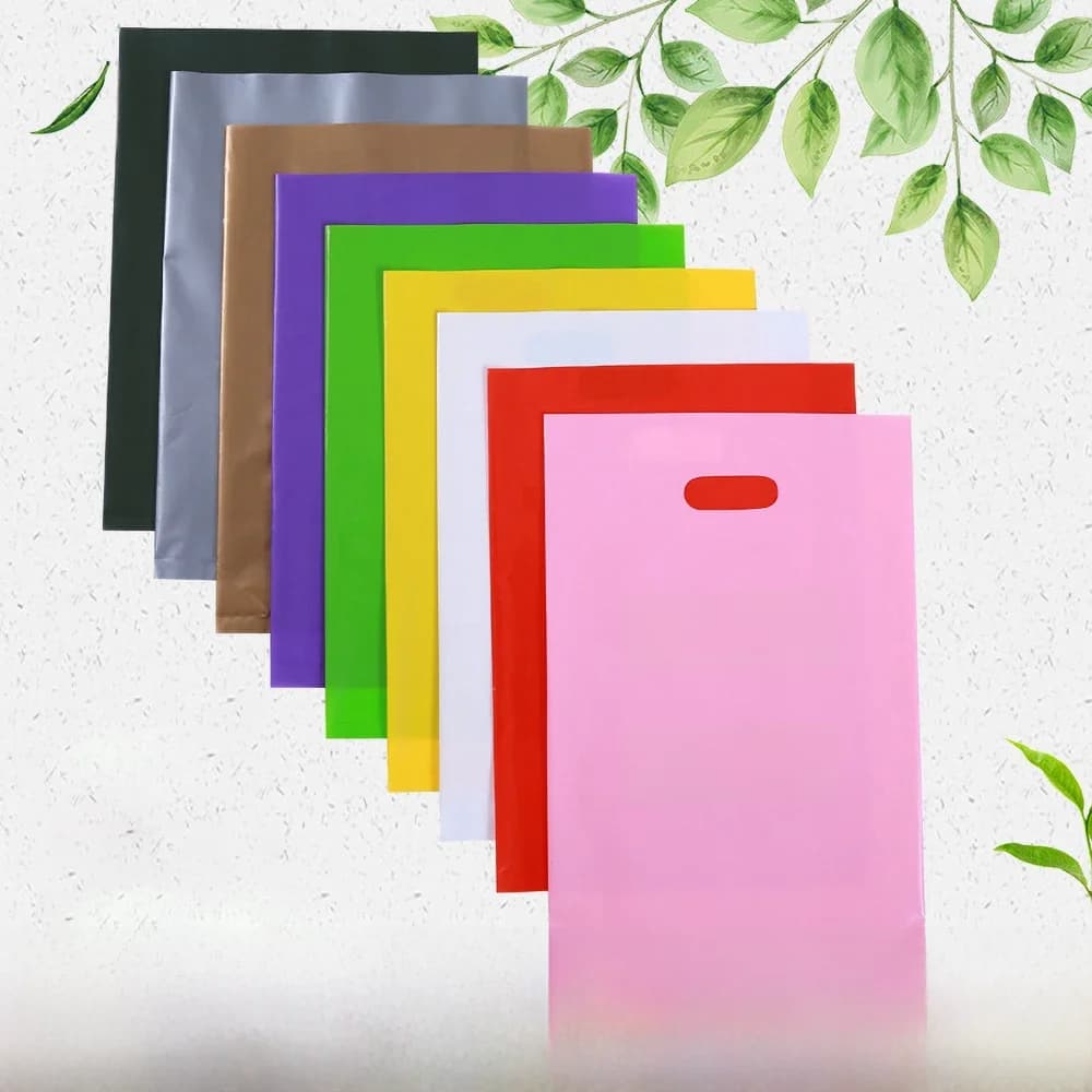 200 sacs de shopping personnalisés avec logo, sacs cadeaux plats en plastique avec impression gratuite du logo, logo monochrome sur deux faces