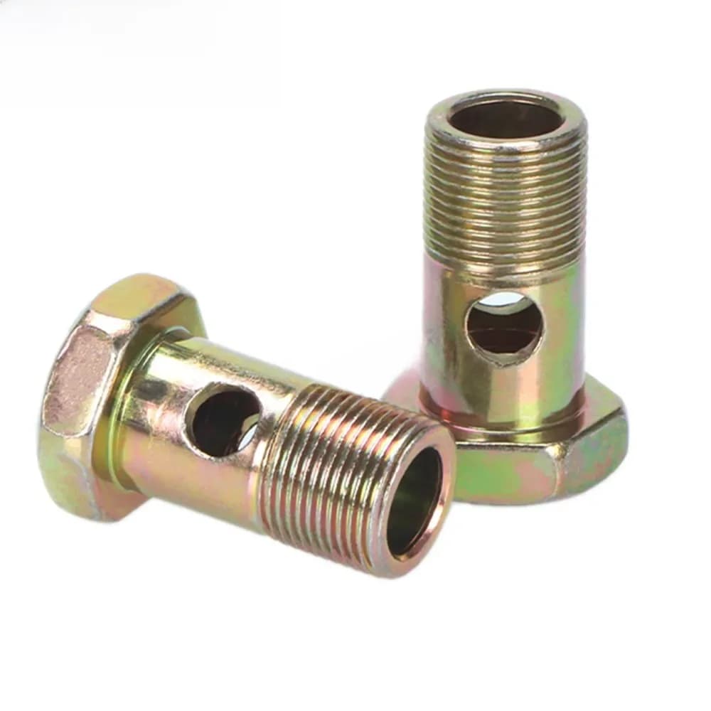 Tuyau de retour hydraulique, vis creuse plate, boulon droit pour moteur Diesel, tuyau d'huile à deux trous, charnière à Double trou, vis métrique