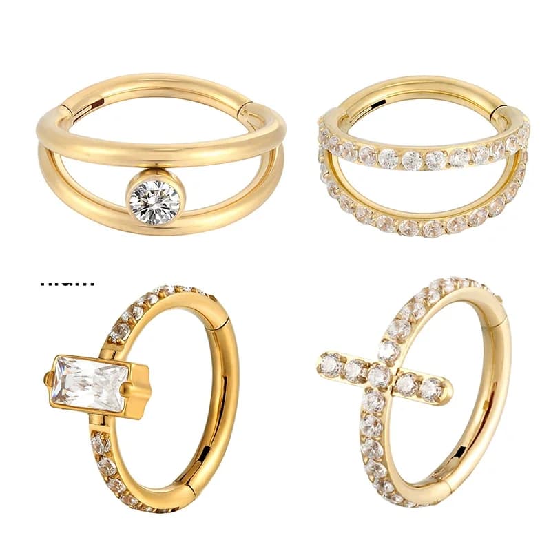 Boucles d'oreilles en titane et zircon de haute qualité, 16G, bijoux de piercing pour le nez et le corps, différents styles, G23,piercing nez