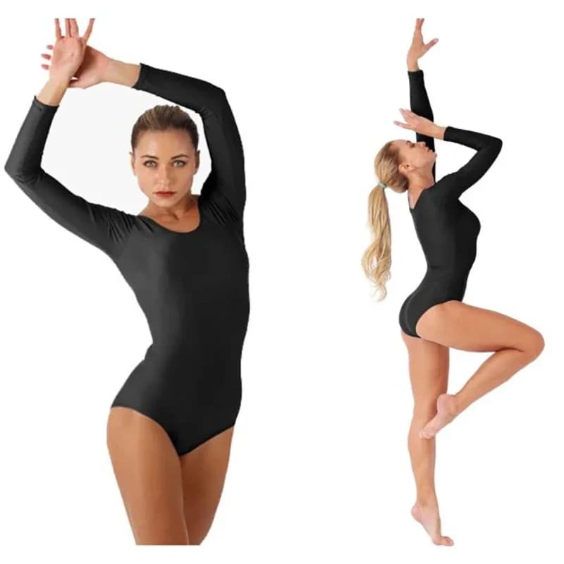 Speerise – justaucorps de base à manches longues pour adultes, en Spandex, à col rond, pour danse de Ballet, gymnastique