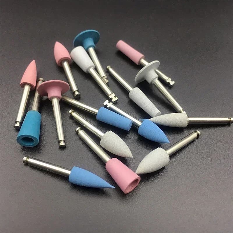 Têtes de meulage dentaire en silicone, polisseuse de dents pour machine à basse vitesse, matériaux de polissage dentaire, 10 pièces