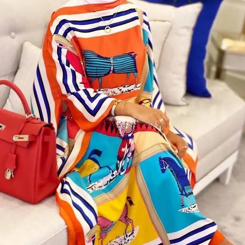Afrique mode blogueur recommande populaire imprimé soie caftan Maxi robes ample été plage bohème caftan longue robe pour dame