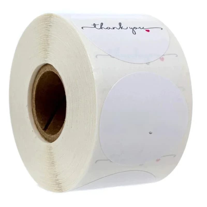 Autocollant d'étiquette en papier blanc rond, autocollant de remerciement, scrapbooking, sceau d'enveloppe de mariage, fait à la main, 1 po, 50-500 pièces