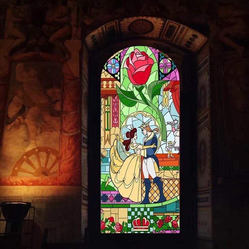 Film de vitrail en verre conviviale ré, autocollant de la forêt, taille personnalisée, prince de princesse pour chambre d'enfant, porte, boîte à lumière, affiche, décoration d'intérieur