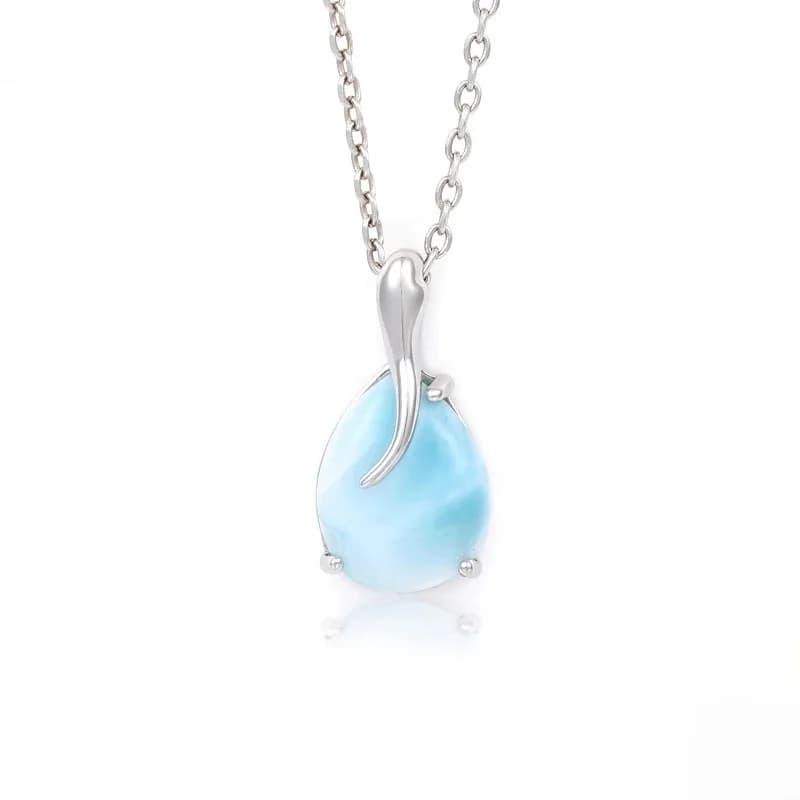 Collier pendentif Larimar plaqué or pour femme, argent regardé 925, charme narrétro, bijoux classiques, fierté naturelle, cadeaux