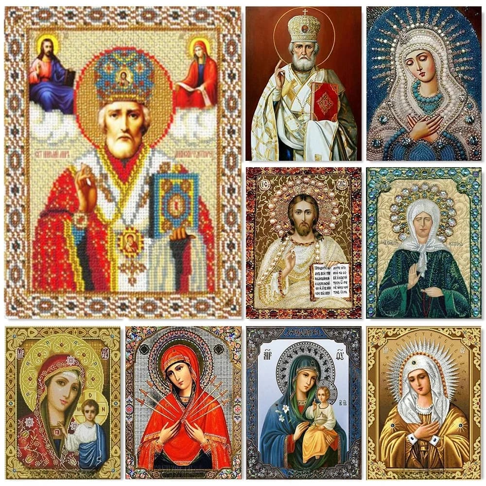 Diamant mosaïque pleine Suqare/foret rond icône carrée Religion diamant peinture vierge marie strass broderie avec diamants