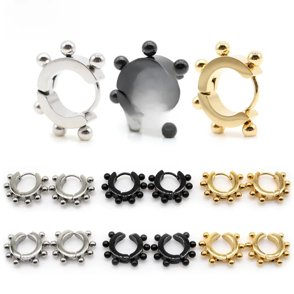 Alisouy Lot de 2 boucles d'oreilles créoles Huggies en acier inoxydable pour femmes et hommes, bijoux de piercing unisexe