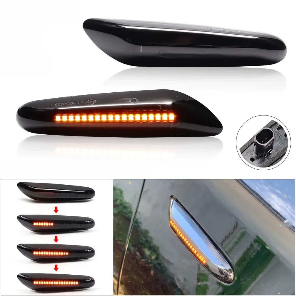 Indicateur de miroir de marqueur latéral dynamique à LED, clignotant à eau courante, BMW E90, E91, E92, E93, E60, E87, E82, E61, E46