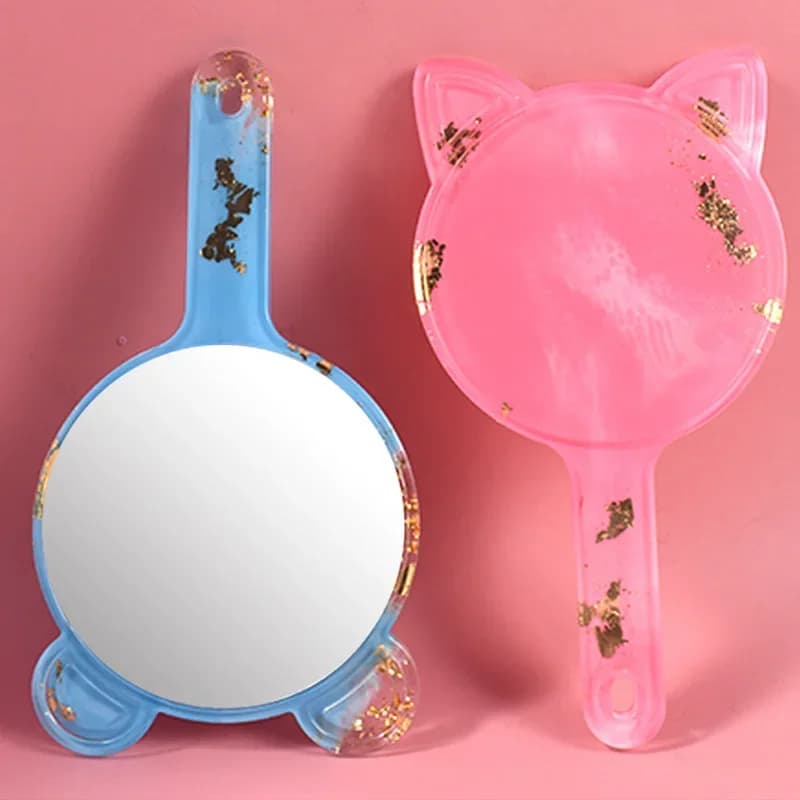 Moule en résine miroir à tenir à la main, décoration de la maison douce, grand moule en silicone miroir de maquillage, fournitures d'artisanat d'art en résine bricolage