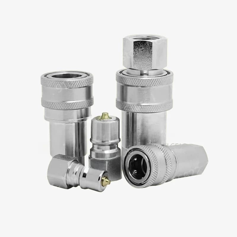 KZE 1/4 3/8 1/2 3/4 1 pouce mâle et femelle hydraulique raccord rapide fermé connecteur de prise en acier au carbone