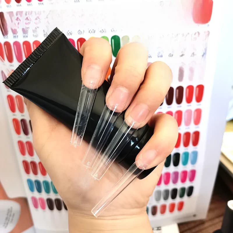 XXL faux ongles pointe 600/500 pièces courbe C cercueil conseils longue demi-couverture manucure 10 taille artificielle acrylique Extension presse ongles bricolage