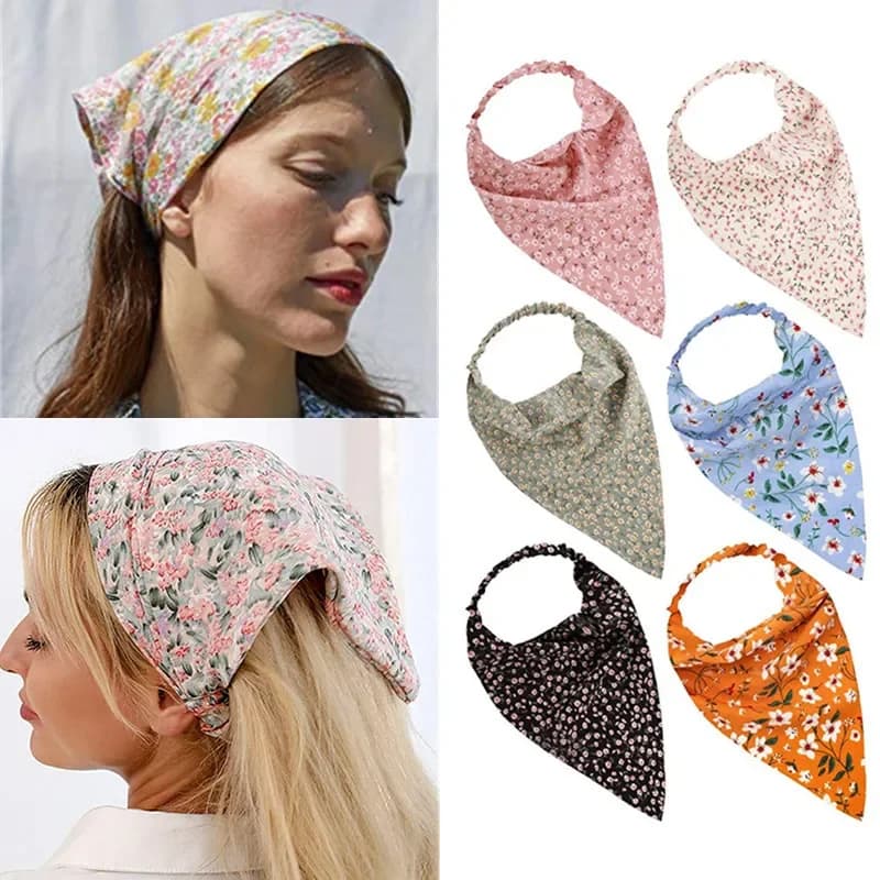 Bandana Vintage pour femmes, foulard imprimé Paisley, couvre-chef, Triangle, cravate, accessoires pour cheveux