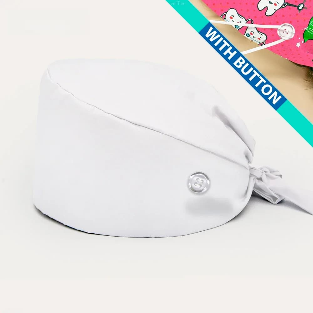 Chapeaux d'allaitement blancs, casquette de travail réglable pour médecin, chapeau de travail avec bouton, casquette bandeau, support queue de cheval, chapeaux à nouer pour femmes