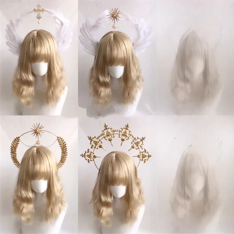 Ailes de plumes gothiques Lolita, déesse, église, papa, ornement de cheveux dorés, magnifique diable, Vintage, diadème vierge marie, couvre-chef
