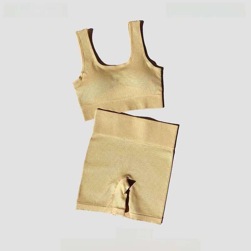 Ensemble de Yoga pour femmes, 2 pièces, soutien-gorge Sexy sans couture, short de Sport, vêtements d'entraînement, de course, combinaison de Sport athlétique