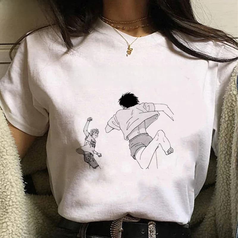 T-shirt homme blanc motif banane poisson tumblr, décontracté, graphique, harajuku, kawaii, 2021