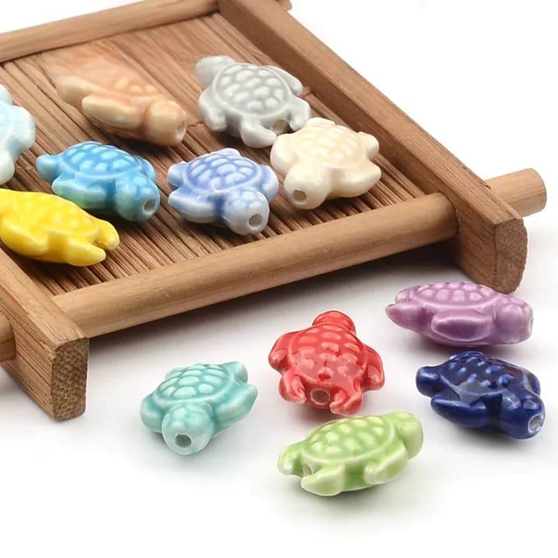 10 pièces 15x18mm perles de tortue de mer trou droit perles en céramique pour la fabrication de bijoux Bracelets à bricoler soi-même accessoires de collier