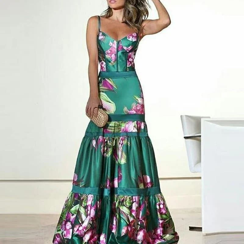 Robe de soirée élégante à imprimé Floral pour femmes, écharpe, Vintage, sans manches, Patchwork, ligne a, Sexy, vacances, été