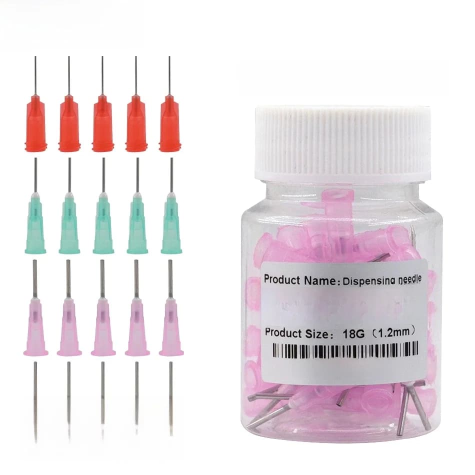 Aiguilles de distributeur pour contrôleur de distributeur, 15 types d'acier, seringue conique grossière, pâte de flux, 14-30g, 50 pièces par bouteille