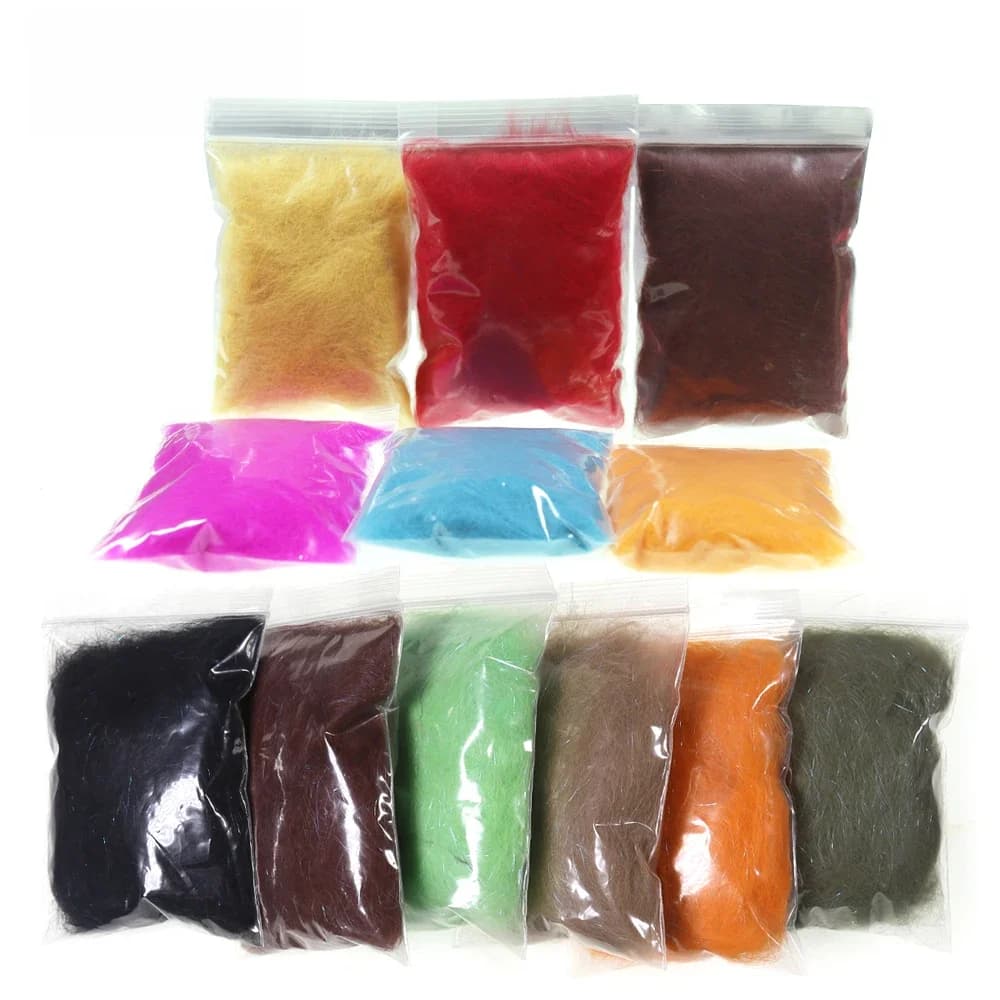 Bimoo 2 Sacs de Fibres de Cheveux de Lapin pour Montage de Mouches, Fibres Ice Dub, Fibres Ice Wing pour nymphes et scuds, Matériel de Dubbing Thorax, avec effet Flash et Scintillement