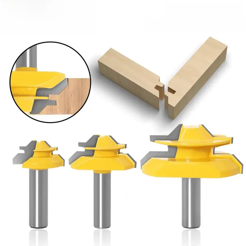 Fraise à onglet de 12 mm avec queue de 1/2 po pour joint collé à 45 degrés. Ensemble de fraises pour joint collé, fraise à tenon pour outils de menuiserie RCT
