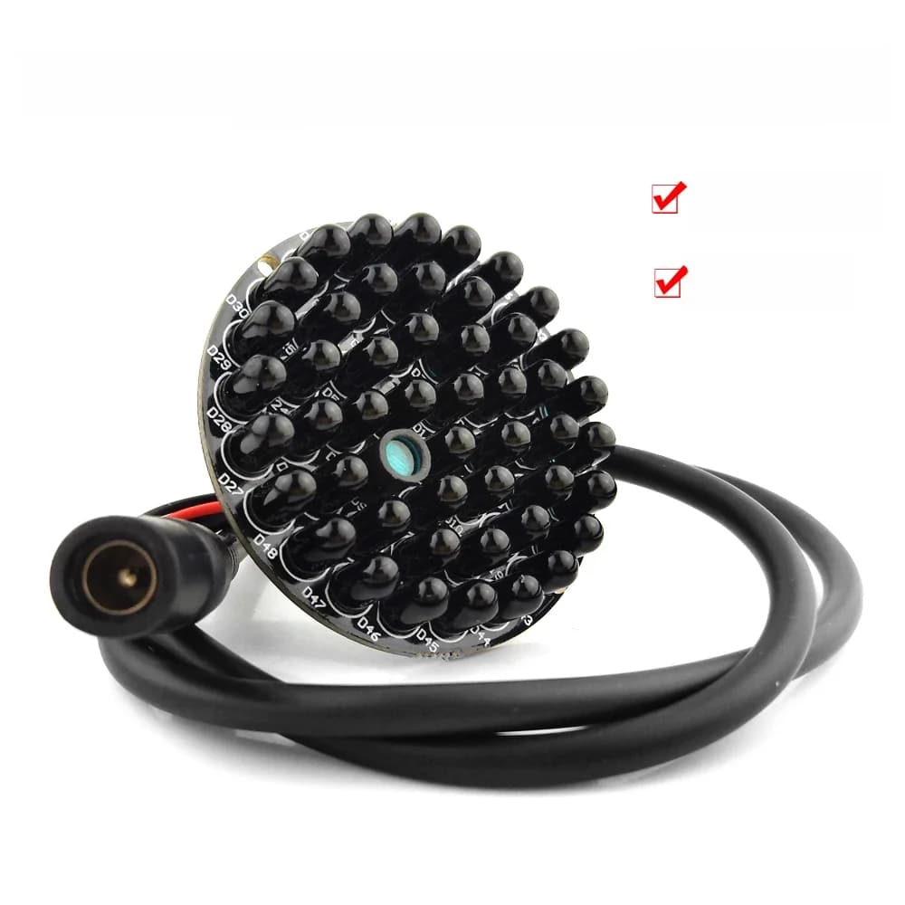 Panneau d'éclairage infrarouge invisible 940nm, sans exposition rouge la nuit, 48 pièces, pour caméra CCTV, vision nocturne + câble d'alimentation