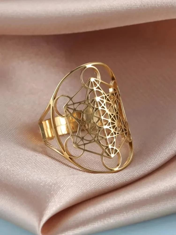 Unift Bague Géométrique Sacrée en Acier Inoxydable pour Homme et Femme, Anneau Cube Metatron, Vintage, Archange, Sceau d'Ange, Amulette, Bijoux, Cadeau
