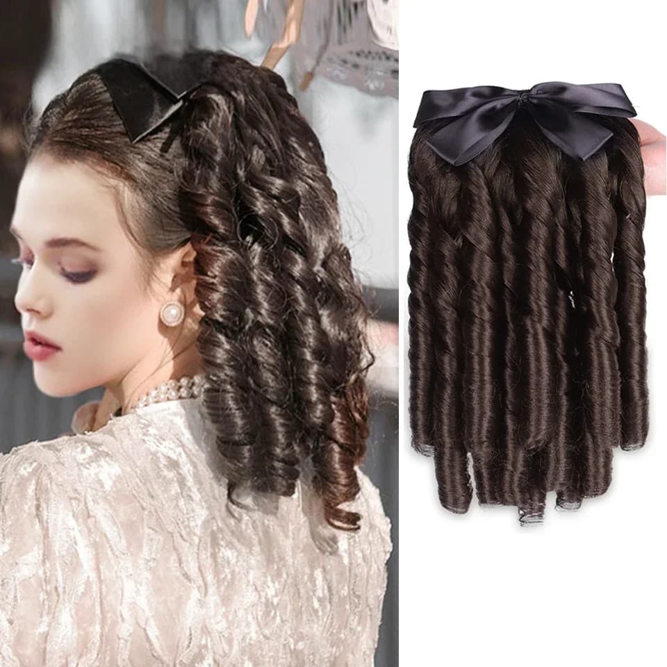 HUAYA synthétique noir bouclés queue de cheval Extensions de cheveux avec peigne à cheveux queue de poney pinces à cheveux postiches pour femmes résistant à la chaleur