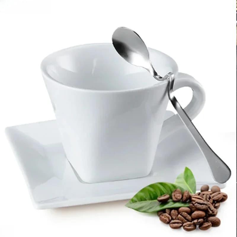 Ensemble de Tasses à Café Créatives de Style Européen, Petite Tasse en Céramique Blanche Simple pour le Thé au Lait