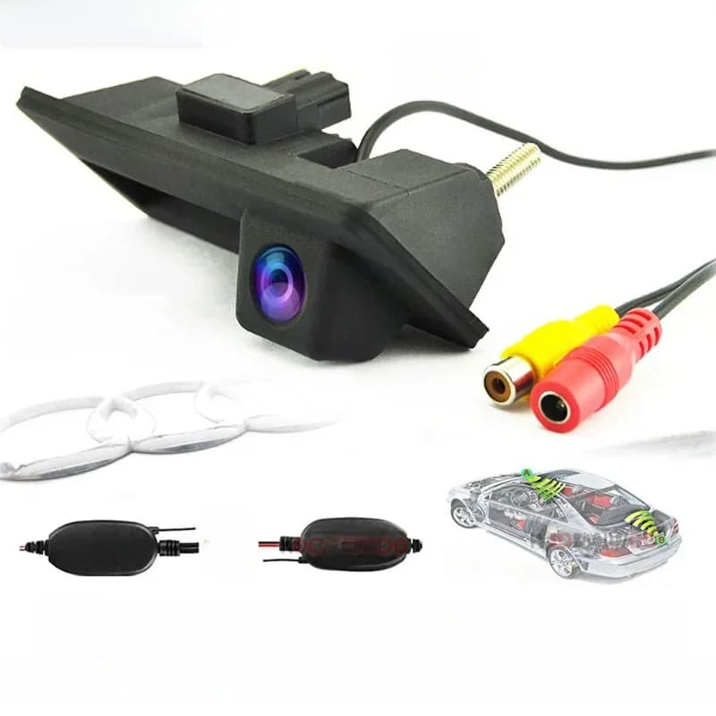 Adaptateur sans fil 2.4G pour caméra de recul de voiture, bouton de commande sur la poignée du coffre, compatible avec Audi/VW/Passat/Tiguan/Golf/Touran/Jetta/Sharan/Touareg