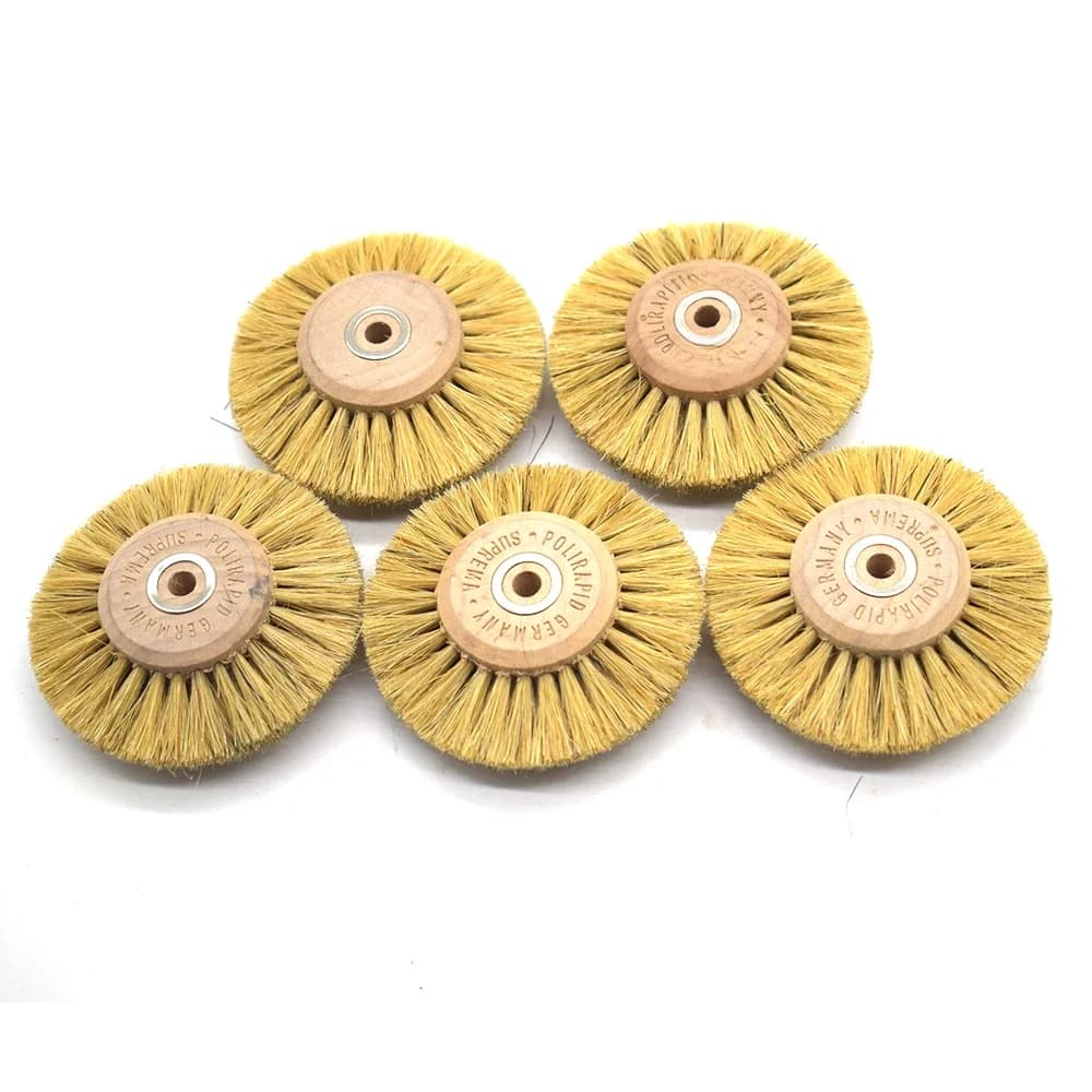 Brosses de Polissage en Poils de 78mm et 4C, Accessoire de Planche, avec Centre en Bois, Outils de Bijouterie, 10 Pièces