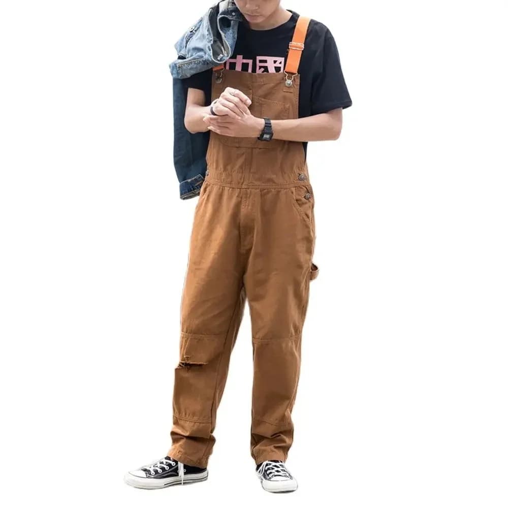 Salopette en jean bleu pour homme, pantalon en denim, pantalon à bretelles décontracté, salopette ingente, barboteuse multi-poches, été, nouveau, 2023