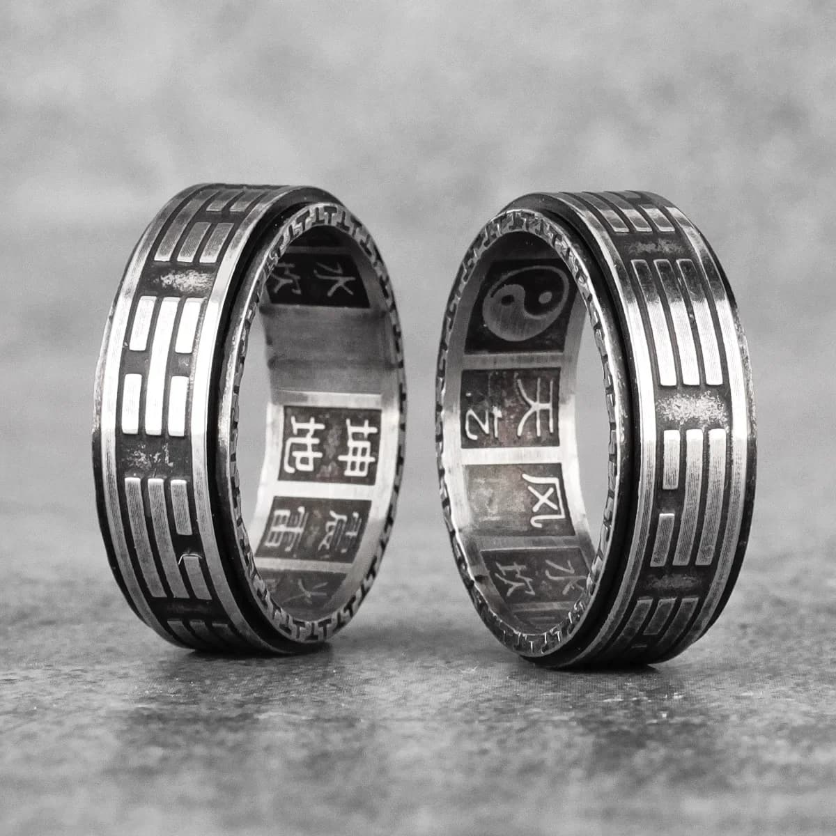 Bagues rotatives en acier inoxydable pour hommes, Style chinois, taoïsme Tai Chi Bagua, bijoux pour petit ami, cadeau créatif, vente en gros