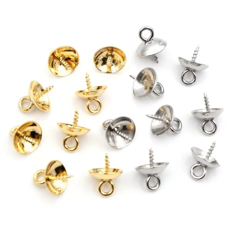 30 pièces En Acier Inoxydable Métal Gold Tone Vis Yeux Bails Top Forés Perles Embouts Pendentif BRICOLAGE Charmes Connecteurs Bijoux conclusions