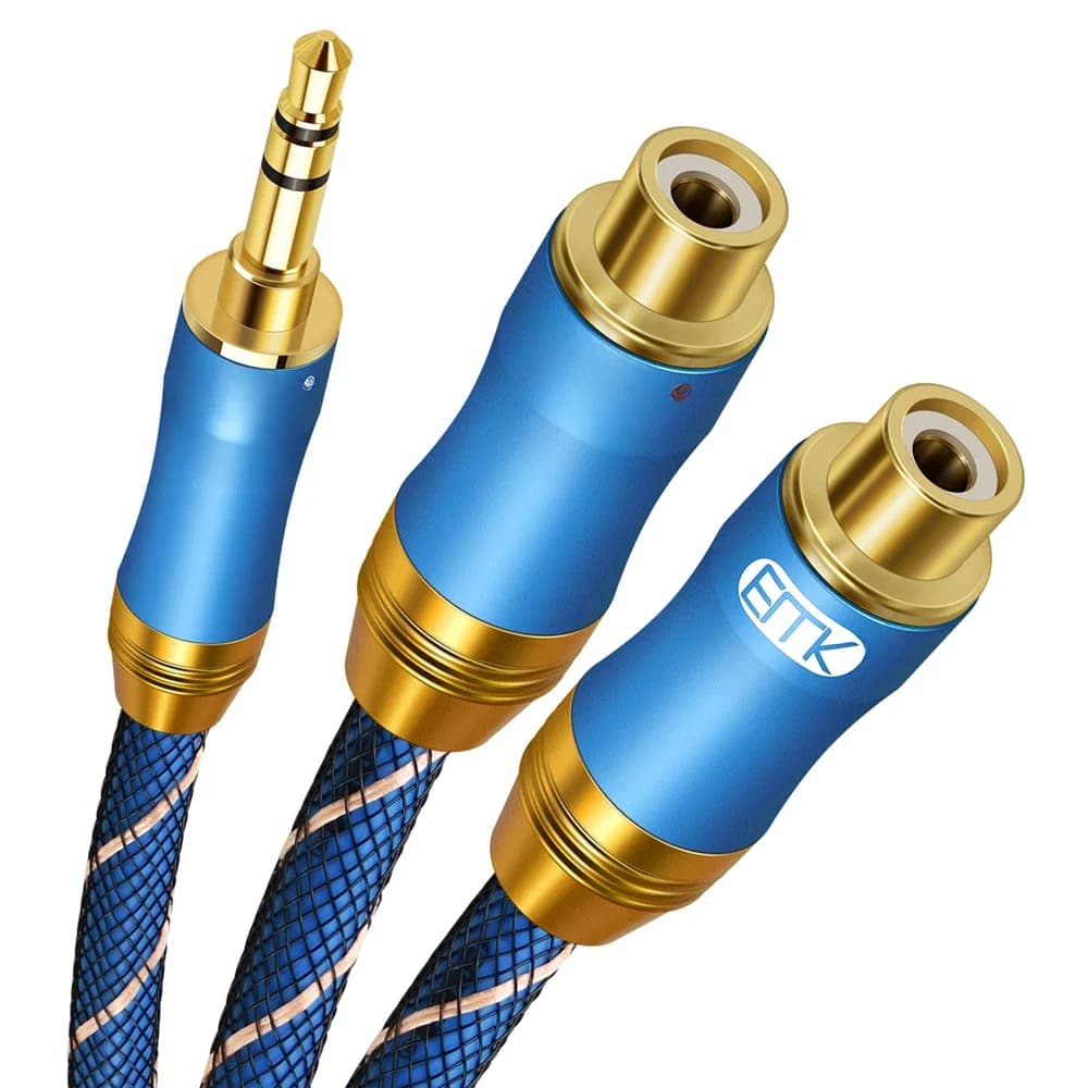 EMK-Câble Audio Stéréo TRS Mâle vers Touriste Femelle, Adaptateur Jack RCA pour MP3 et Tablettes, 3.5mm vers 2RCA, 3.5mm, 1/8 Pouces