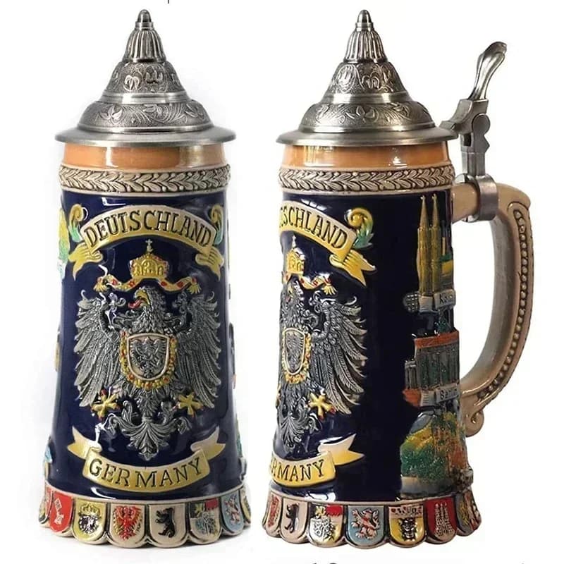 Tasses à bière de grande capacité de 600ml, signe géographique allemand, tasse à bière classique 3D et résine en acier inoxydable, tasse Tankard, meilleur cadeau pour les Fans