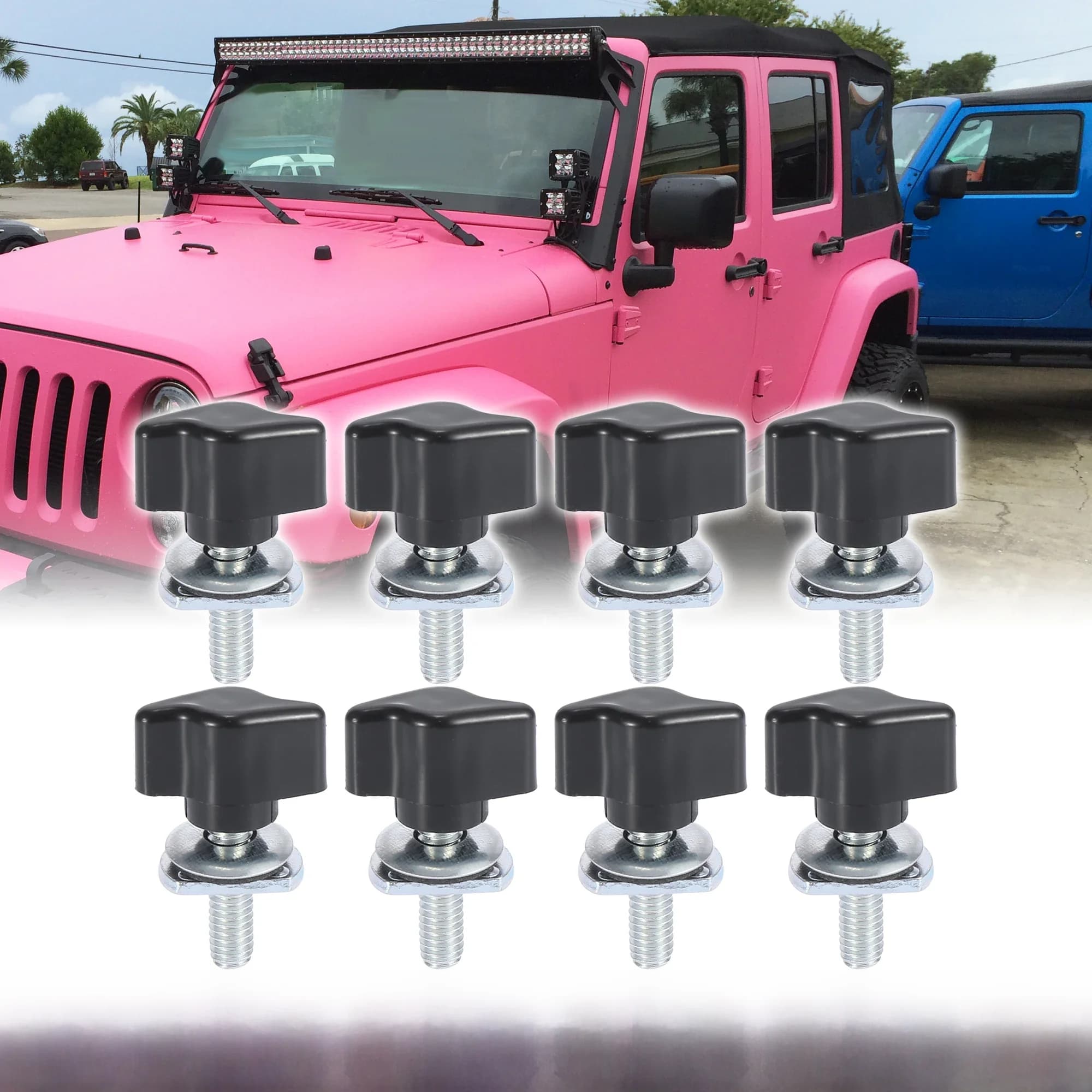 X Autohaux-Kit de boulons élaborées pour Jeep Wrangler, vis à démontage rapide, fixation, vis à oreilles, écrou, YJ, TJ, JK, JL, illimité, Sahara, Rubicon