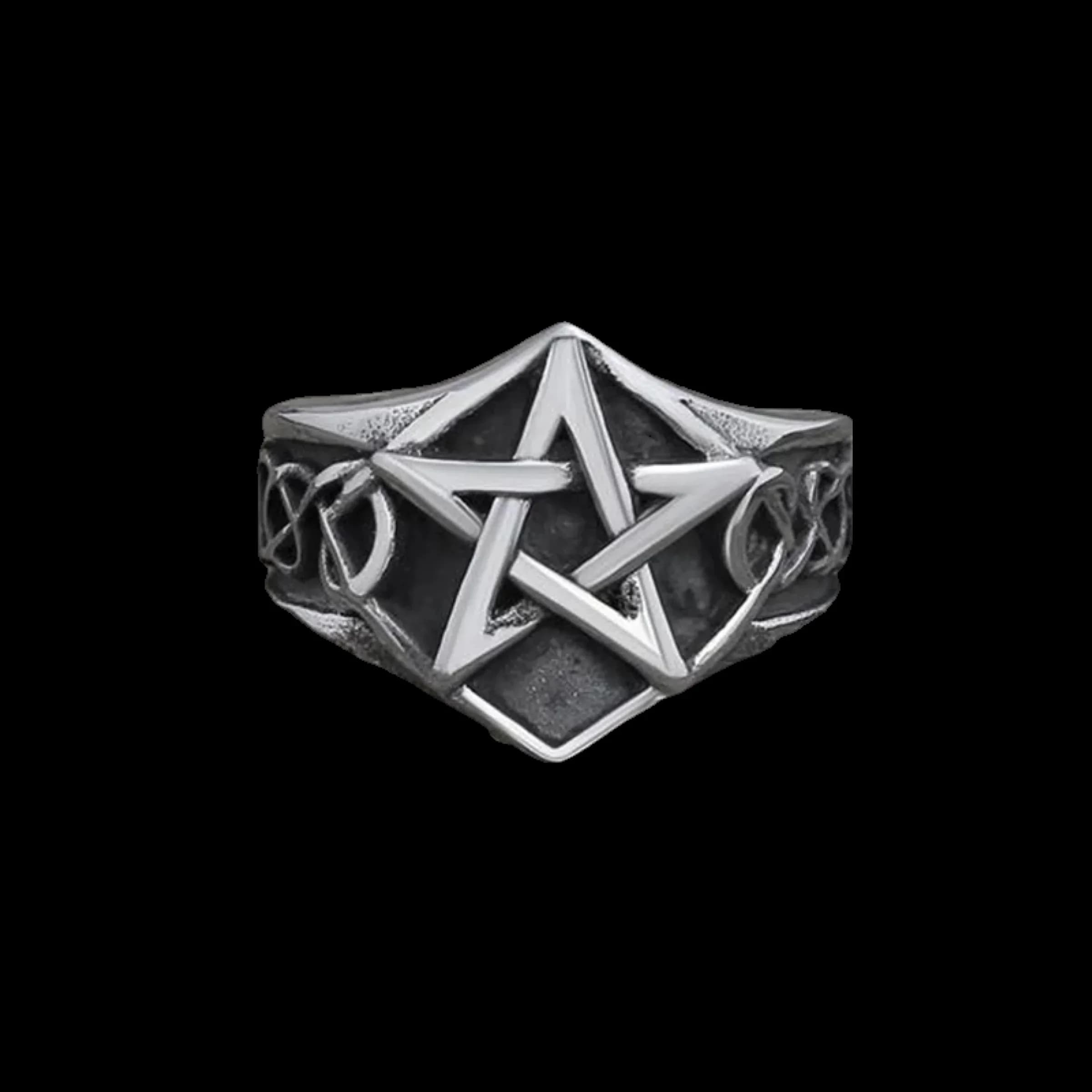 Bagues gothiques avec nœud celtique en acier inoxydable, pentagramme étoile, sorcière païenne, mode motard pour hommes et femmes, bijoux cadeau de fête OSR802