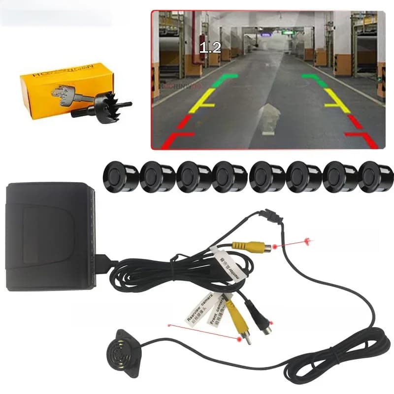 Koorinwoo Parktronics accessoires de voiture capteur de stationnement 8 système avant bip Buzzer aide pour caméra de voiture et moniteur Radio AV